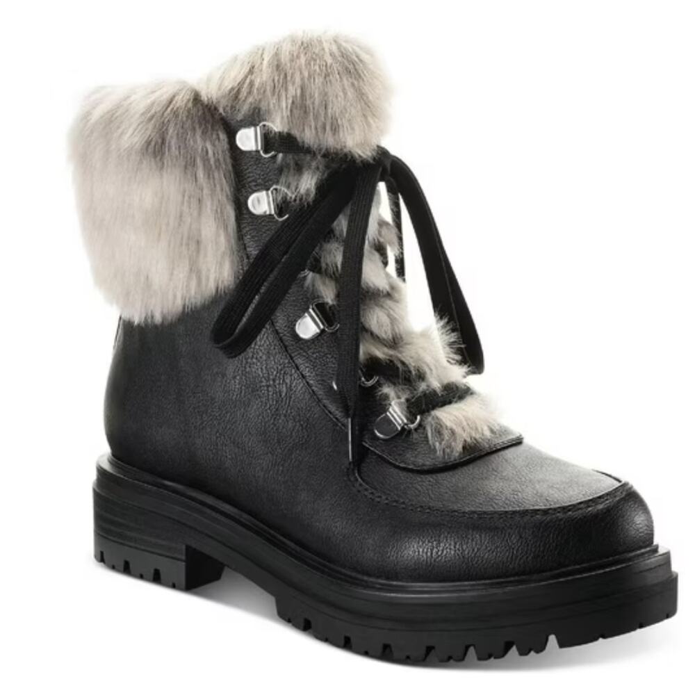 Sun + Stone Womens  Faux Leather Cold Weather Combat & Lace-up Boots Size 6.5M